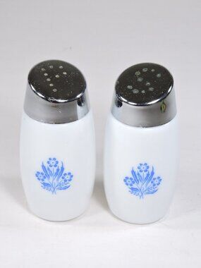 Vintage Corning Ware Salt & Pepper Shakers - Blue Corn Flower - Made In Canada
